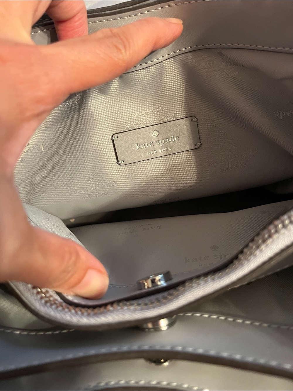 Like New! kate spade Pebbled Leather Satchel in Gray - Picture 3 of 5